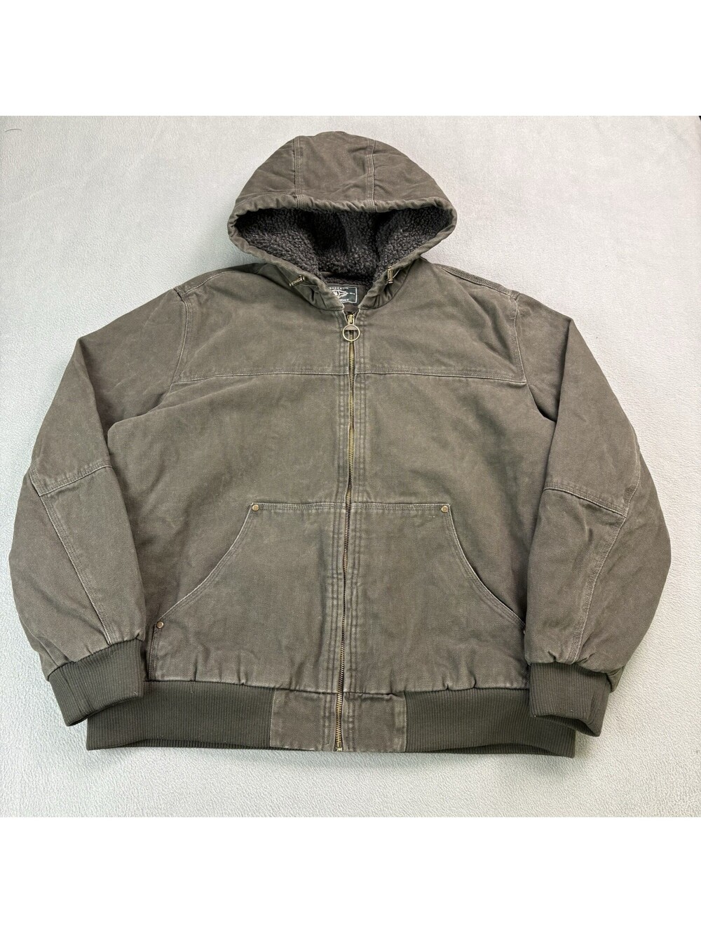 Vintage GH Bass Sherpa Lined Canvas Hooded Workwear Jacket Size XL Olive Green